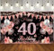 Happy Birthday Banner Geburtstag Dekoration Schwarz Roségold, Banner Geburtstag Hängende Dekoration, GeburtstagDeko für Mädchen&Frauen (40th)
