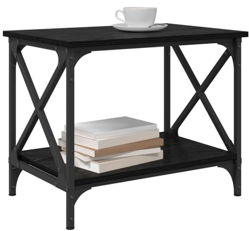 vidaXL Side Table Black oak, Ample Storage Coffee Table, Contemporary Living Room, Industrial Accent Furniture, Engineered Wood, Urban Style