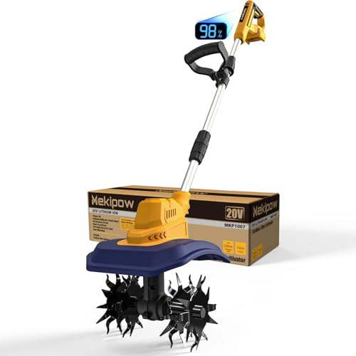 Cordless Garden Tiller Cultivator Compatible with Dewalt 20V/60V MAX Battery, 250RPM Electric Rototiller with Brushless Motor, 48 Steel Tines, 8.7 Tilling Width, 6.3 Depth, Rotary Tiller(Tool ONLY)