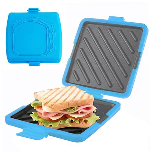 CAKEEYUM Mikrowellen-Toastie-Sandwich-Maker, mikrowellengeeigneter Silikon-Toastie-Maker, ohne Strom, kabellos (blau), Mikrowellen-Sandwich-Toaster, Mikro, Camping