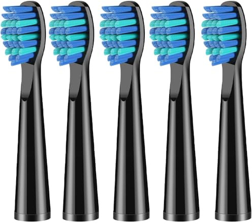 Ersatzbürsten für 7MAGIC Elektrische Zahnbürste, 5er Zahnbürstenköpfe Austauschen für 7MAGIC Ritter Schallzahnbürste Zahnbürste, black