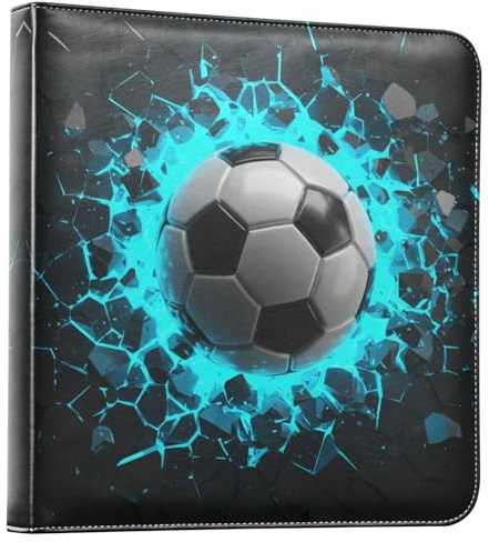Reiacy Large Photo Album Scrapbook Self Adhesive - Football Shock B DIY Leather Memory Book - Refillable Ring Binder w/20 Sheets Holds 6x4, 7x5 Photos for Travel Family
