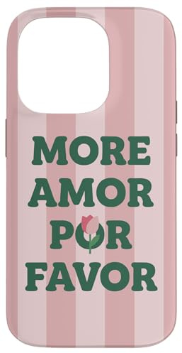 Hülle für iPhone 14 Pro More Amor Por Favor Rosa gestreiftes modernes Zitat
