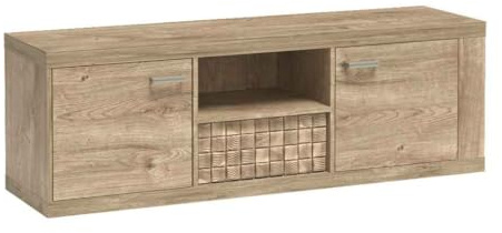 Masseno TV-Schrank Yasuo 150,5 cm Fernsehschrank mit 2 Türen TV-Lowboard für Wohnzimmer Modern 150,5x40,5x51 cm Eichefarben