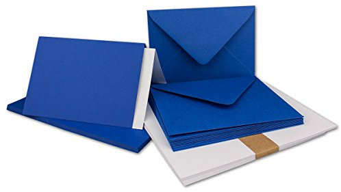 25x Faltkarten Set DIN A6/C6 mit Brief-Umschlägen in Royalblau/Königsblau - inklusive Einleger - 14,8 x 10,5 cm - Premium Qualität - FarbenFroh