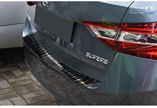 Avisa Edelstahl Heckstoßstangenschutz passgenau | kompatibel mit Skoda Superb III Combi 2015-2019 & Facelift 2019-2024 inkl. Scout - Schwarz