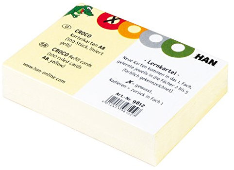 HAN Karten für Lernkartei A8, liniert, unterverpackt zu je 100 Stück (200, A8 | 100 Stück)