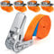 INDUSTRIE PLANET 4 Stück 800kg 4m Spanngurte mit Ratsche einteilig 1-teilig Ratschengurte Zurrgurte 25mm orange 800 daN 0,8t