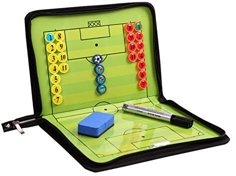 RoseFlower Trainer Taktiktafel Fußball, Profi Faltbares Fussball Taktikmappe Soccer Taktikboard Football Coach Board mit Schachfiguren, Stifte, Radiergummi - Ideal für Taktiken und Spielanpassungen