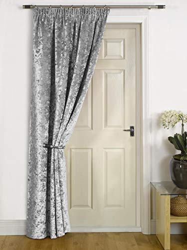 umlout Thermal Door Curtain Rajpur Grey Crush Velvet Winter - Saves Energy, Prevents Draughts Reduces Heat Loss