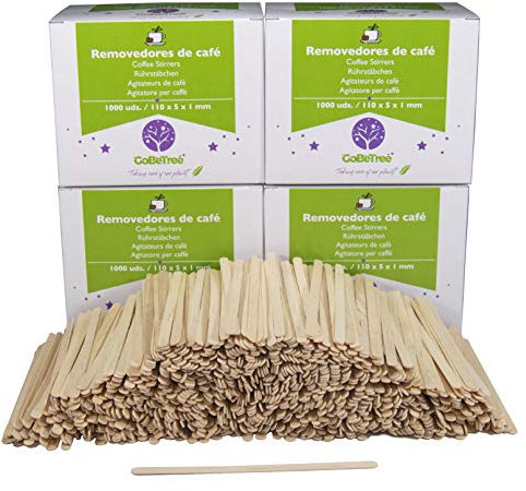 4000 hölzerne Kaffeerührer. Einweg-Kaffeesticks, biologisch abbaubare Kaffeerührer mit einer Länge von 11 cm, Kaffee- und Teerührer.