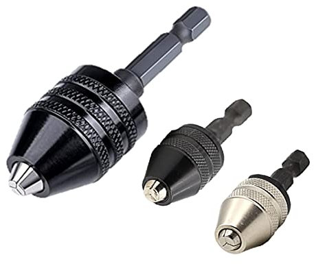 aiyun Drill Bit Adapter with 1/4 Hex Shank - 3Pcs Small Drill Chuck Extension for Impact Driver (0.6-8mm,0.3-3.6mmX2)