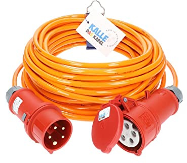 CEE Verlängerung Kalle Red Extreme Signal 16A 50 Meter, 5G 2,5mm² mit Phasenwender für Handwerker Heimwerker Baustellen und dem Einsatz im Außenbereich