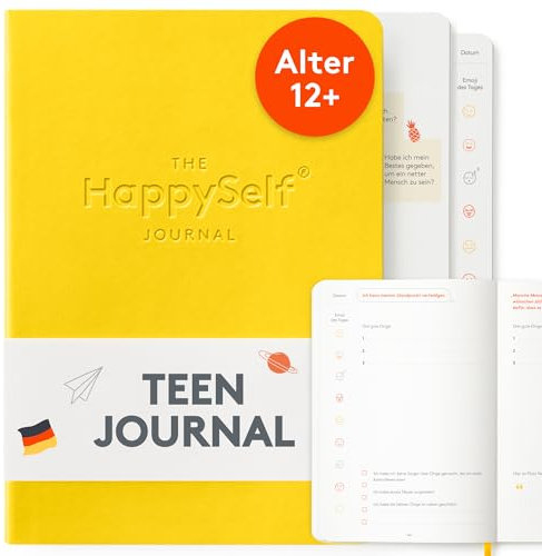 HappySelf The Teen Journal – Ein Tagebuch für Kinder ab 12 Jahren, um Glück und Achtsamkeit zu fördern, positive Gewohnheiten zu entwickeln und Angst zu reduzieren [Deutsche Ausgabe]