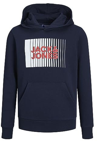 Jack & Jones Junior Jjecorp Logo Sweat Hood Play Noos Jnr Felpa con Cappuccio, Blazer Blu Marine, 164 cm Bambino