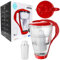 Caraffa Filtrante Dafi Crystal LED, Filtro per Acqua in Vetro Classic 2.0L con Cartuccia Filtrante | Caraffa in Vetro Rossa +1 Filtro Inclusi e Sensore LED | Caraffa Filtrante Ridurre Calcare, Cloro
