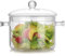 Glas-Kochtopf - 1,7 l/1,6 l Glas-Stielkasserolle hitzebeständiges Borosilikatglas, handgefertigtes Kochgeschirr-Set für Herdplatten, sicher für Nudeln, Suppe, Milch, Tee, Salat (1,7 l)