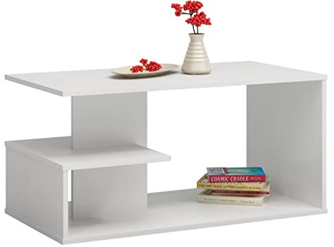 Home Collective Couchtisch Weiss, Beistelltisch Loft Design, Kratzfeste Oberfläche, Wohnzimmer Couch Tisch Beistell 91x51x40 cm (LxBxH)