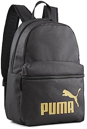 PUMA Phase Backpack Rucksack, Black-Golden Logo, OSFA