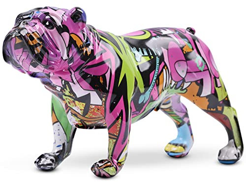 XYQXYQ Farbige Graffiti-Bulldogge-Skulptur, Graffiti-Kunst, stehende britische Bulldogge, französische Bulldogge, Statue Dekoration, Farbe Hund Mode Harztechnologie Dekoration Hund (D)