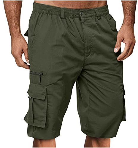 EMATOP Shorts Herren Sommer Kurze Hosen Baumwolle Vintage Cargo Shorts Casual Einfarbig Sommerhose Leicht Cargohose mit Taschen Arbeitshosen Regulär Fit Bermuda Short Schnell Trocknend Sporthose