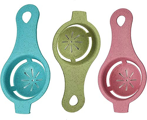 3 Pack Egg Yolk Separator Premium Food-Grade Egg White Splitter Tool for Baking, Cooking & Kitchen Dishwasher Safe, Durable & Effortless Cleaning Design (3PCS, Blue/Pink/Green)