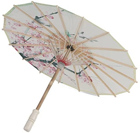 Lwuey Paraguas de Papel Engrasado Hecho a Mano, Sombrilla Tamaño Pequeño Danza Clásica Arte Chino Flor Ciruelo Japoneses Baile Fotografía Boda Traje Nupcial Madera Fiestas Disfraces Cosplay Oriental