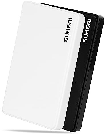SUHSAI External Hard drive 500GB, 2.5 Inch External Hdd, Storage and Backup Drive, hard disk, USB 2.0 portable hard drive, Compatible with Mac, Laptop, Desktop, computer (White)