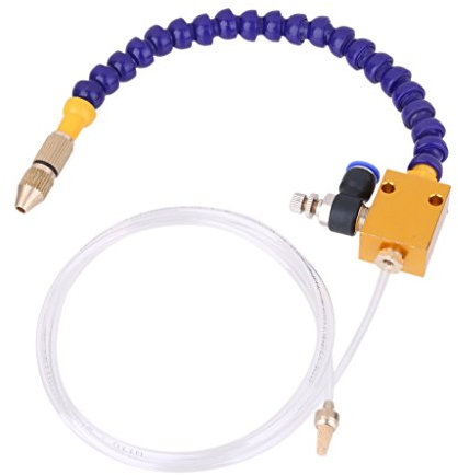 Tiuimk Sistema de pulverización de refrigerante de niebla de válvula de acelerador para torno CNC y fresadora, tamaño de 37,5 cm, azul con color dorado