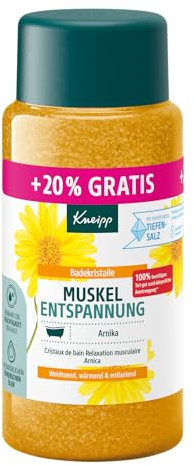 Kneipp Cristales de baño para relajación muscular, tamaño especial, con sal profunda natural y con extracto de árnica y aceites esenciales de Cabreuva, romero y Pinus, edición limitada, 720 g