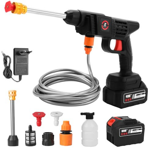 Akku Hochdruckreiniger,24V 3.5Bar Tragbarer Hochdruckreiniger mit 5600mAh Akku und Multifunktionsdüse,Ladegerät,Druckreiniger für Auto/Garten/Bodenreinigung/Zaun (Hochdruckreiniger×21V30000mah)