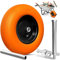 MASKO® PU Schubkarrenrad Vollgummi 200 kg 4.80/4.00-8 Ø 390mm Achse Ersatzrad Gummirad Stahlfelge Reifen pannensicher für Schubkarre Gartenkarren pannensicheres PU Rad inkl. Handschuhe, Orange