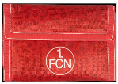 1. FC Nürnberg Nylon Geldbörse Rot für Herren Fußballfans Modern Schlank Schlitztasche Klappentasche Metall-Logo Polyester 2 Abteilungen 2 Fächer 1. FC Nürnberg