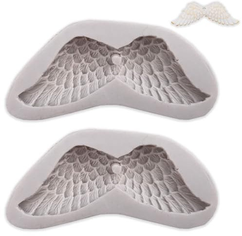 Lot de 2 moules en silicone 3D en forme d'ailes d'ange pour chocolat, bonbons, aromathérapie, plâtre, gâteaux, bijoux, outils de décoration, moules à savon faits à la main