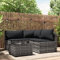SECOLI Gartensofa Rattan Balkonmöbel Kleiner Balkon Garten Lounge Gartenmöbel Set Rattan Balkonsofa Loungemöbel Terrasse Terrassenmöbel-Grau-4-tlg