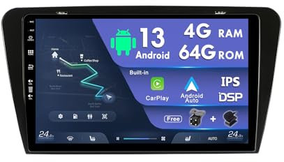 MISONDA Android 14 2 Din 10 Zoll IPS Autoradio für Skoda Octavia 3 A7 2013-2018 mit GPS Navi Bluetooth Unterstützung | DAB | USB | Carplay|Android Auto| WLAN | 4G| Mirror-Link | RDS |SWC 4G+64G