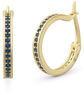 SuzanGold® Creolen Damen | Echtgold Ocean Creolen 375 Gelbgold mit blauen Zirkonia | Eleganter Ohrschmuck inspiriert vom Meer