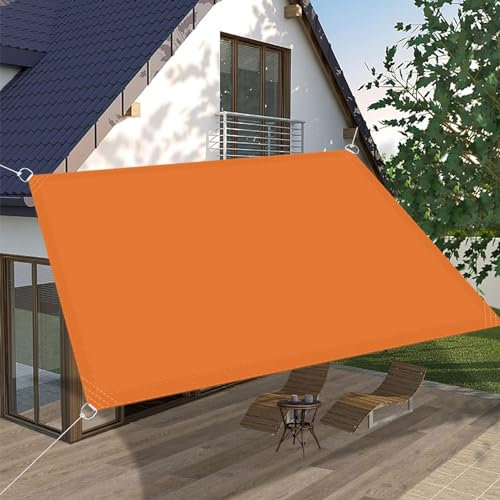 Sonnensegel Wasserdicht 6 x 7 m Wetterschutz Sonnenschutz Markisenstoff Markise Premium PES Polyester Imprägniert für Garten Terrasse Balkon Schwimmbad, Orange