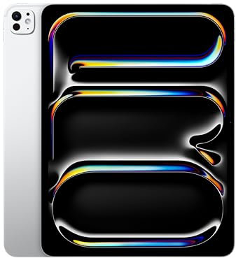 Apple 13 iPad Pro (M4): Ultra Retina XDR Display, 256 GB, 12 MP Querformat Frontkamera/12 MP Rückkamera, LiDAR Scanner, WLAN 6E, Face ID, Batterie für den ganzen Tag, Standardglas– Silber