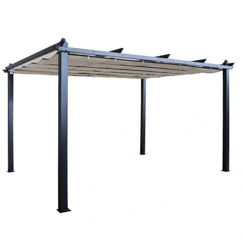 Pergola da Giardino 3x4 m in Alluminio Antracite Telo Beige