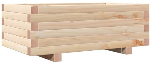 vidaXL Pflanzkübel, Blumenkübel mit Holzrahmen, Blumenkasten für Terrasse Garten, Pflanzkasten Hochbeet Pflanzgefäß, Massivholz Kiefer