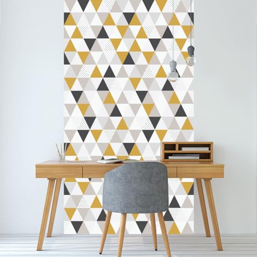 Ambiance Sticker Papier Peint Intissé Pré-encollé Rouleau Wallpaper Motif Géométrique Scandinave Triangles Adhésif Décorative - 1 Roulle de H300 x L60 cm