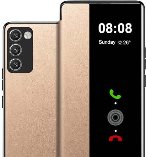 Handyhülle für Samsung Galaxy A71 Hülle S View, Clear View Flip Leder für Samsung A71 5G Hülle, Luxus Extra-Dünn Stoßfest Kratzfest Schutzhülle Cover Case Tasche