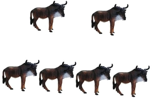 Toyvian 6St Afrikanisches GNU-Modell Wilde Tierfiguren Gnus Tierwelt Wildtierfiguren maßstabsgetreue Modelltiere Minitiere lebendige GNU-Dekoration GNU-Spielzeug Haushaltsdekorationen PVC