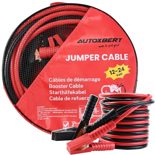 AUTOXBERT Battery Jumper Cable, 4M 1000AMP 4AWG Heavy Duty Battery Jump Leads Battery Starter with Zipper Carry Case Working Gloves Wire Brush for Car Van Truck (4M 1000AMP 4AWG)