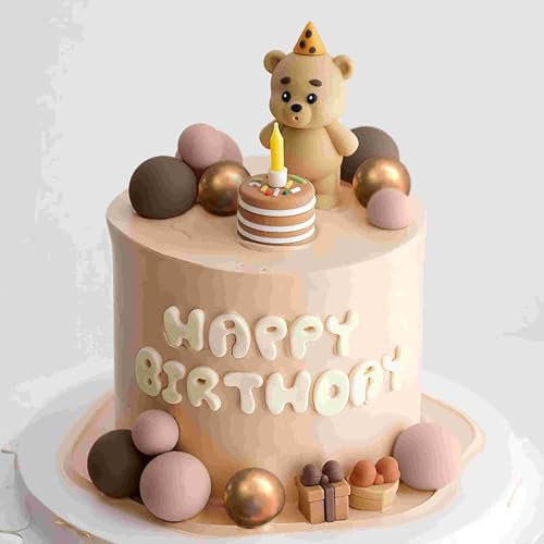 Roaring Good Time Teddybär Tortendeko Taufe Junge tortendeko Mädchen 1 Jahr Braun Torten Deko Teddybär Kuchen Dekoration für Hochzeit Baby Shower Geburtstag Party (Enthält keine Kerzen)