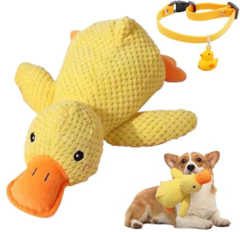 Beruhigende Ente für Hunde - Kuscheltier mit Squeak, Anti-Stress Spielzeug für Welpen
