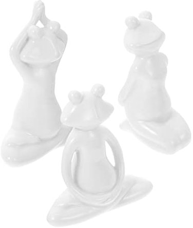 Alipis 3stücke Teiliges Yogafrosch Keramikfiguren Süße Desktop Deko Wohnzimmer Tisch Ornamente Langlebig Kreativ