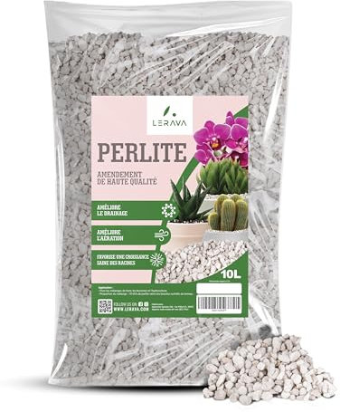 LERAVA® Perlita para Plantas en Maceta [Bio] - 25L - Sustrato Aireado para el Crecimiento de Las Plantas, Excelente Drenaje - Ideal para Plantas de Jardín y Balcón - Perlita Plantas pH Neutro