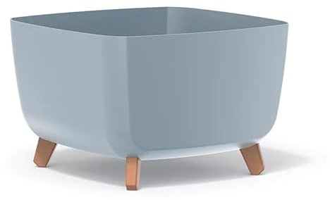 URBNLIVING 40cm Square Gracia Planter with Legs, Decorative Box for Indoor/Outdoor Garden, Modern Planter, Stylish Balcony Landscaping, Flower Pot with Wooden Stand - Light Grey